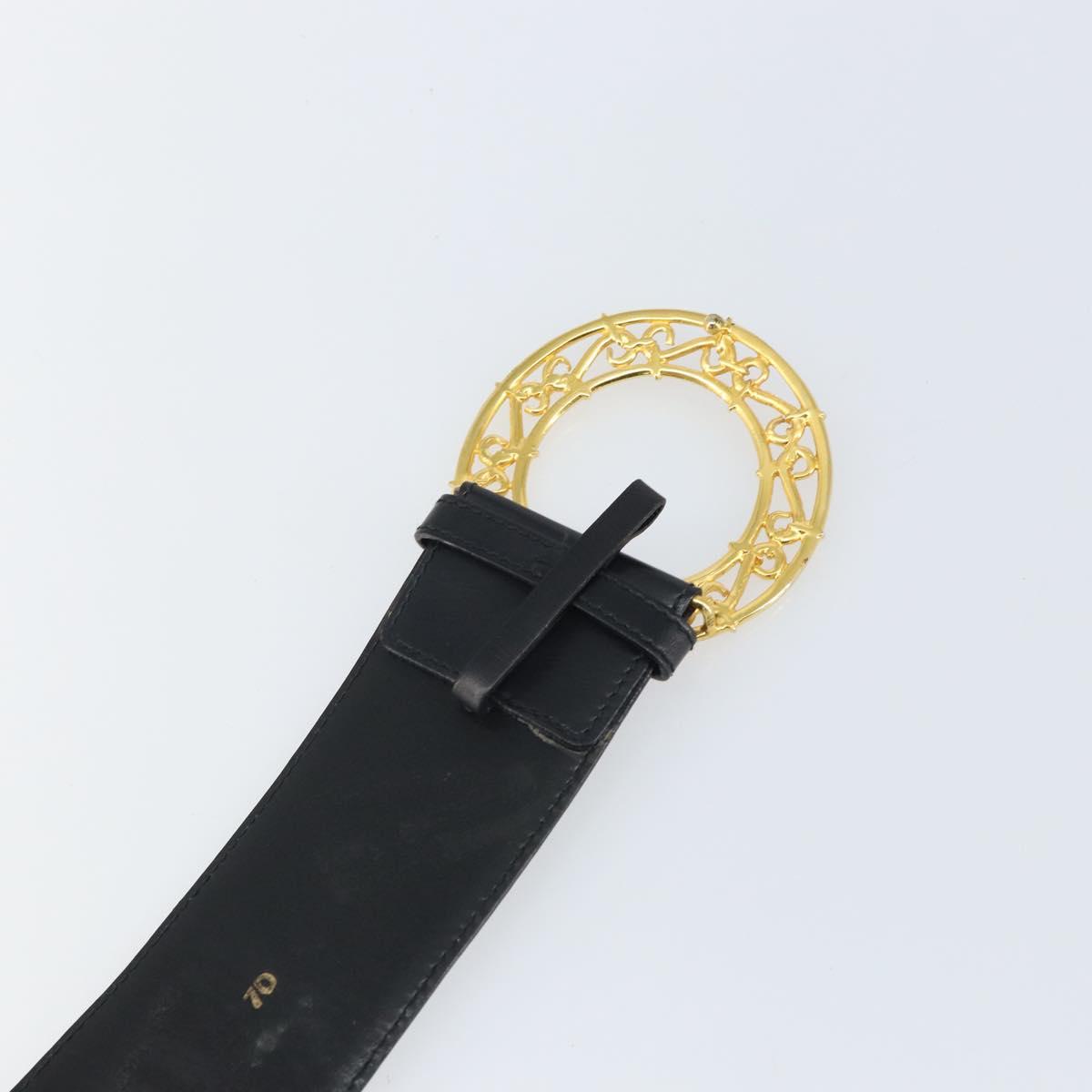 CELINE Belt Leather 31.5"" Black Gold Auth 163730V
