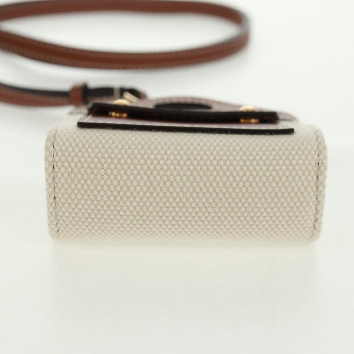 BURBERRY Neck pouch Earphone case Canvas Beige Gold Auth 163731M