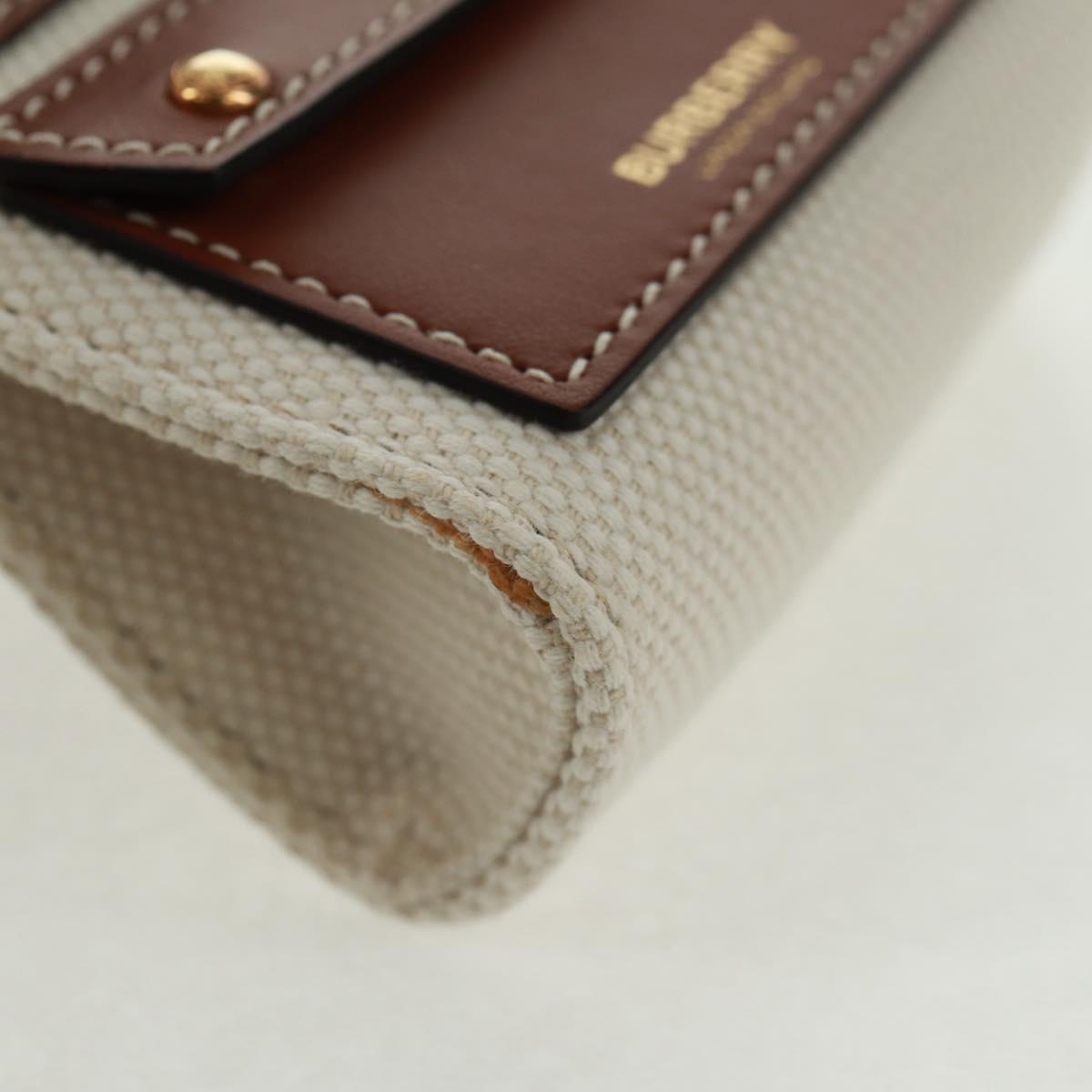 BURBERRY Neck pouch Earphone case Canvas Beige Gold Auth 163731M