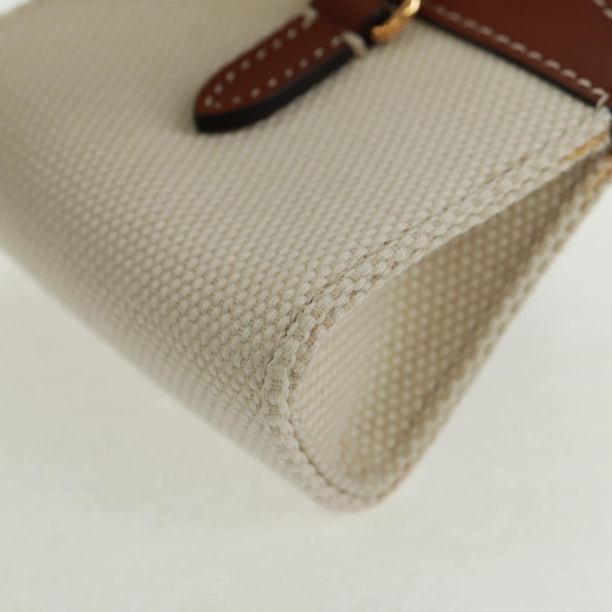 BURBERRY Neck pouch Earphone case Canvas Beige Gold Auth 163731M