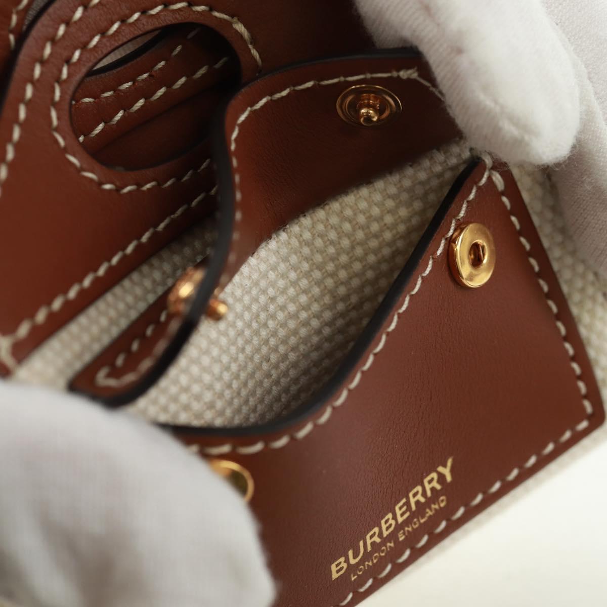 BURBERRY Neck pouch Earphone case Canvas Beige Gold Auth 163731M