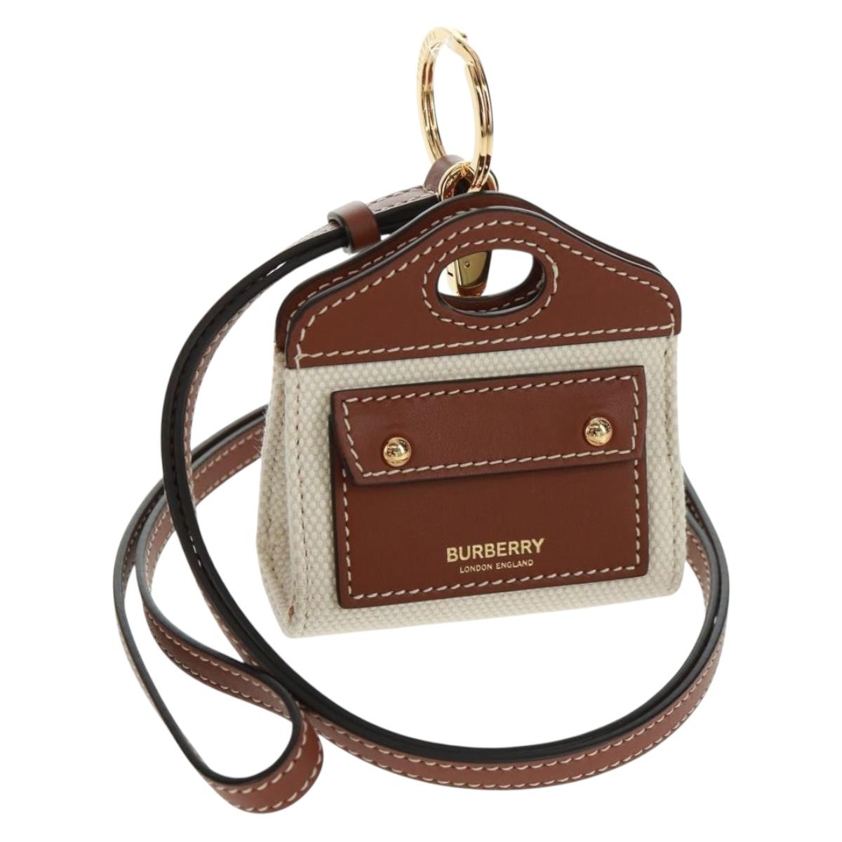BURBERRY Neck pouch Earphone case Canvas Beige Gold Auth 163731M