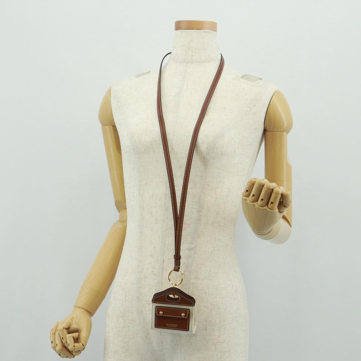 BURBERRY Neck pouch Earphone case Canvas Beige Gold Auth 163731M