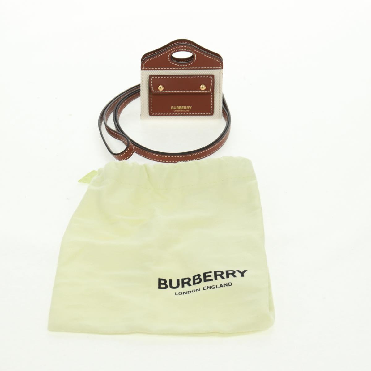 BURBERRY Neck pouch Earphone case Canvas Beige Gold Auth 163731M