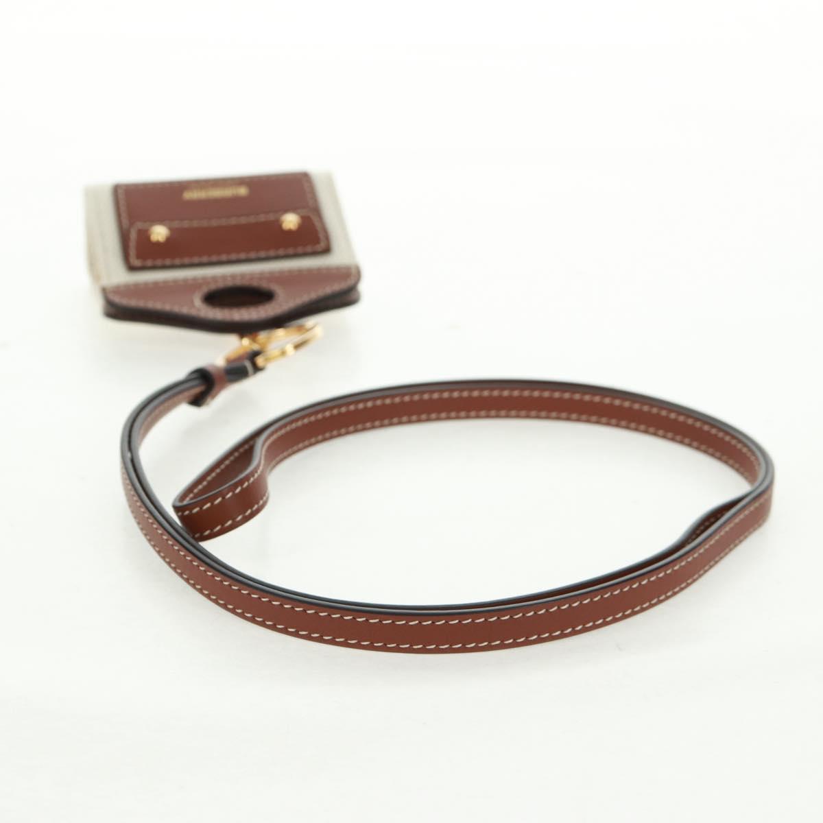 BURBERRY Neck pouch Earphone case Canvas Beige Gold Auth 163731M