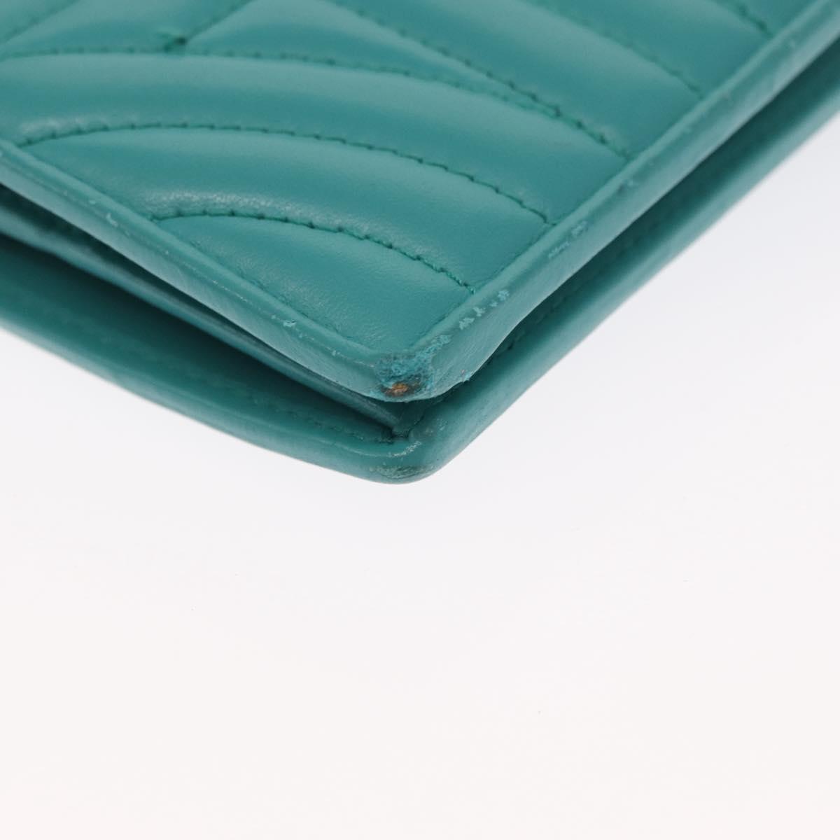 PRADA Compact Wallet Leather Emerald Green Auth 163735