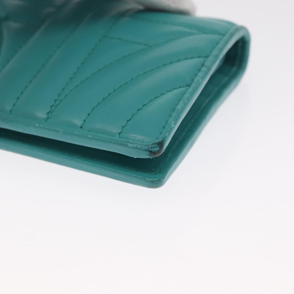 PRADA Compact Wallet Leather Emerald Green Auth 163735
