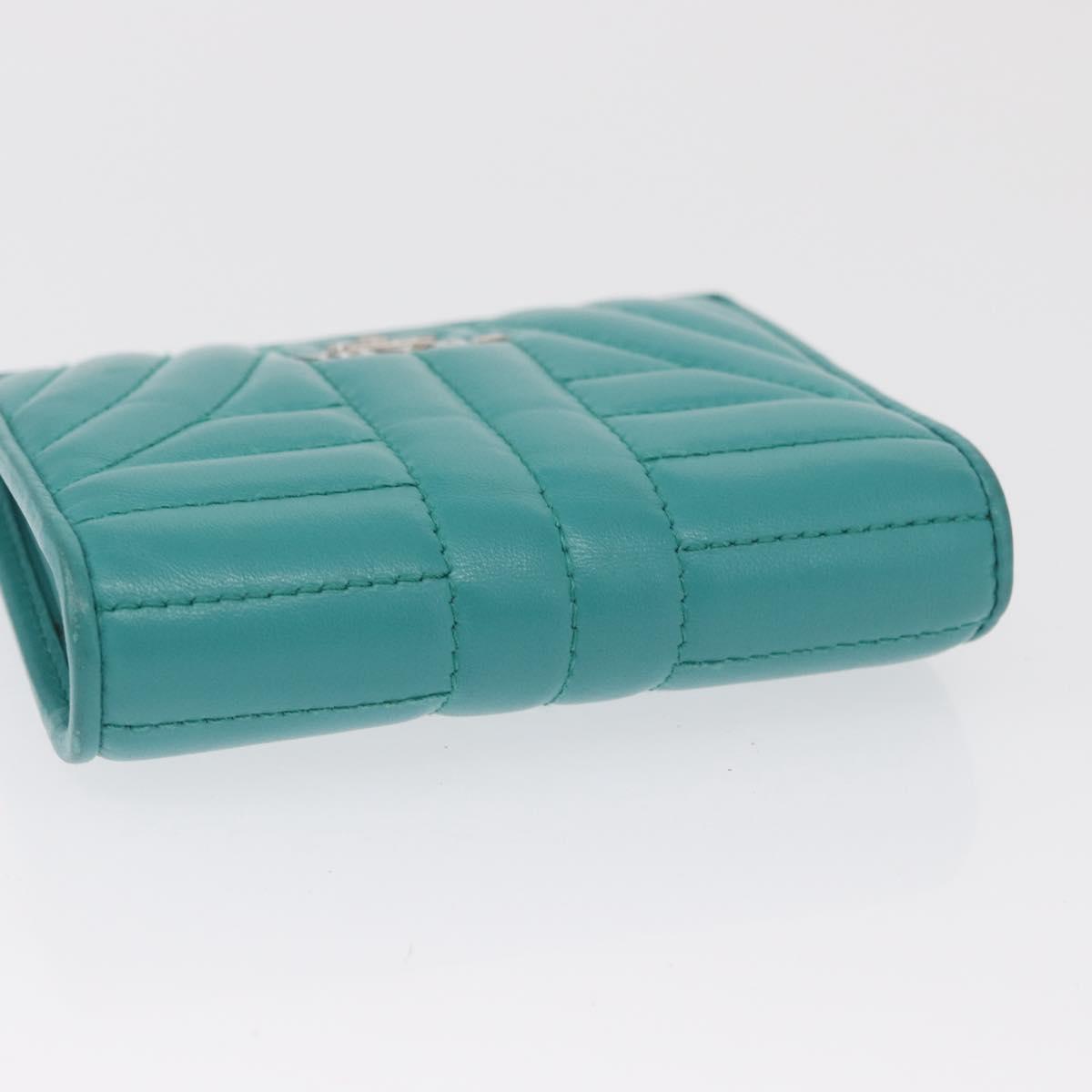 PRADA Compact Wallet Leather Emerald Green Auth 163735