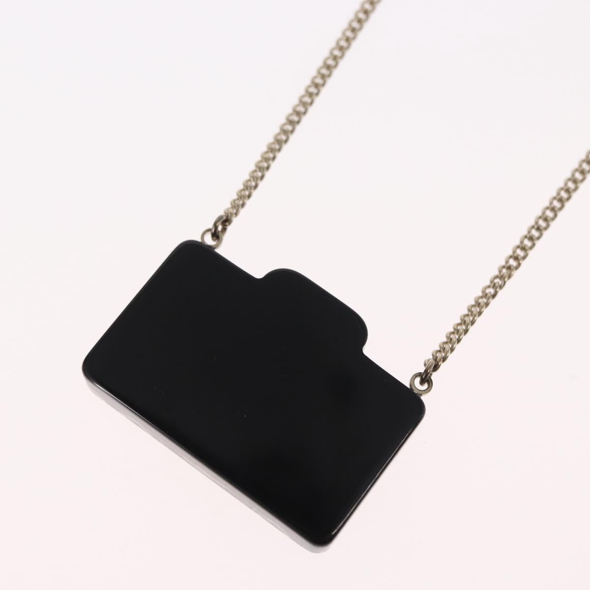 CHANEL COCO Mark Camera Necklace metal Black CC Auth 163738SM