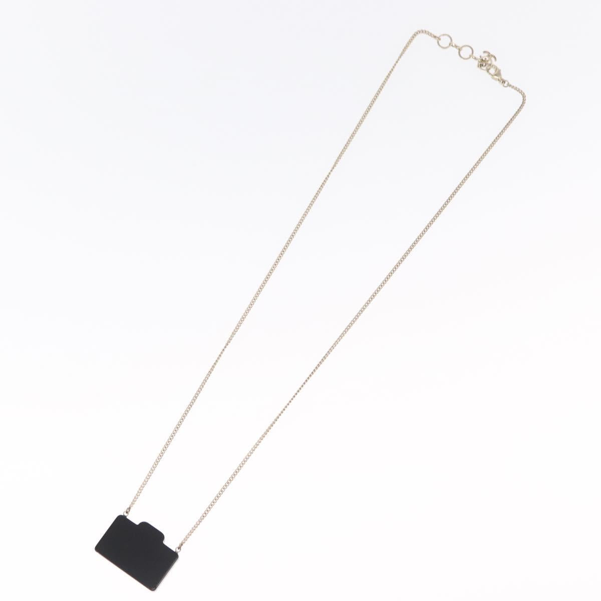 CHANEL COCO Mark Camera Necklace metal Black CC Auth 163738SM