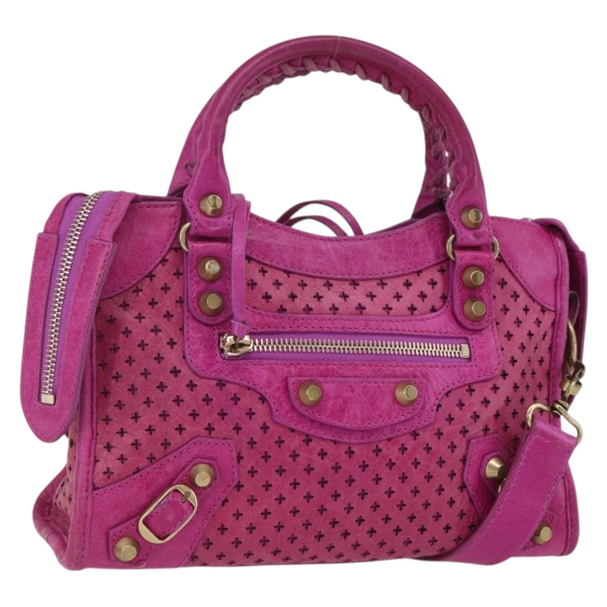 BALENCIAGA Classic Mini City Bag Leather 2way Pink Gold 300295 Auth 163743SAV