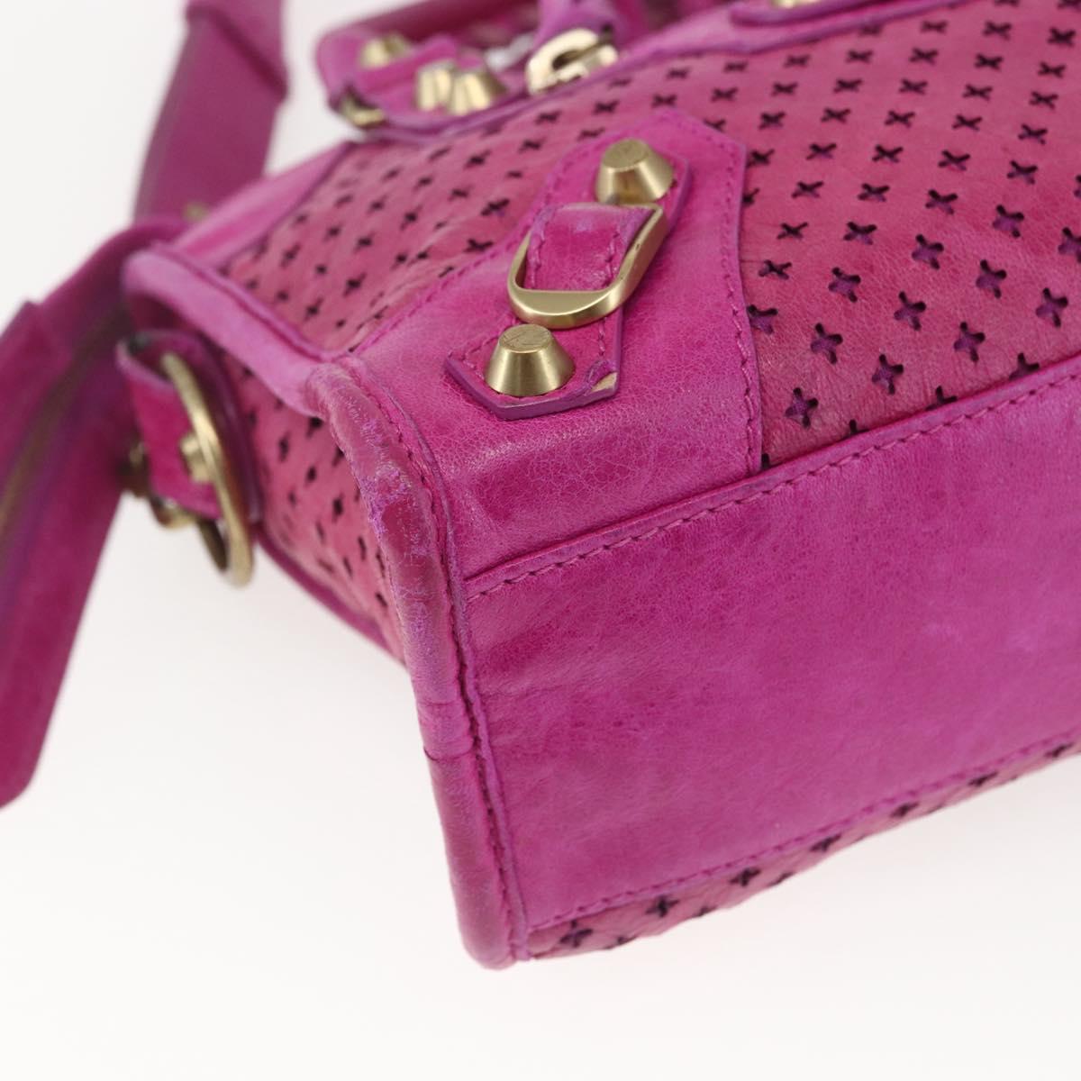 BALENCIAGA Classic Mini City Bag Leather 2way Pink Gold 300295 Auth 163743SAV