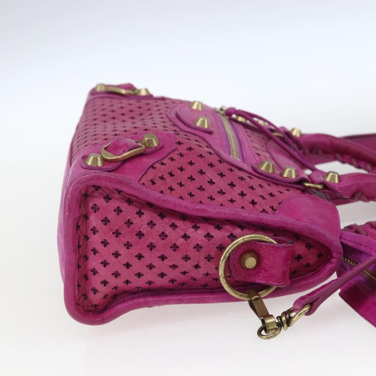 BALENCIAGA Classic Mini City Bag Leather 2way Pink Gold 300295 Auth 163743SAV