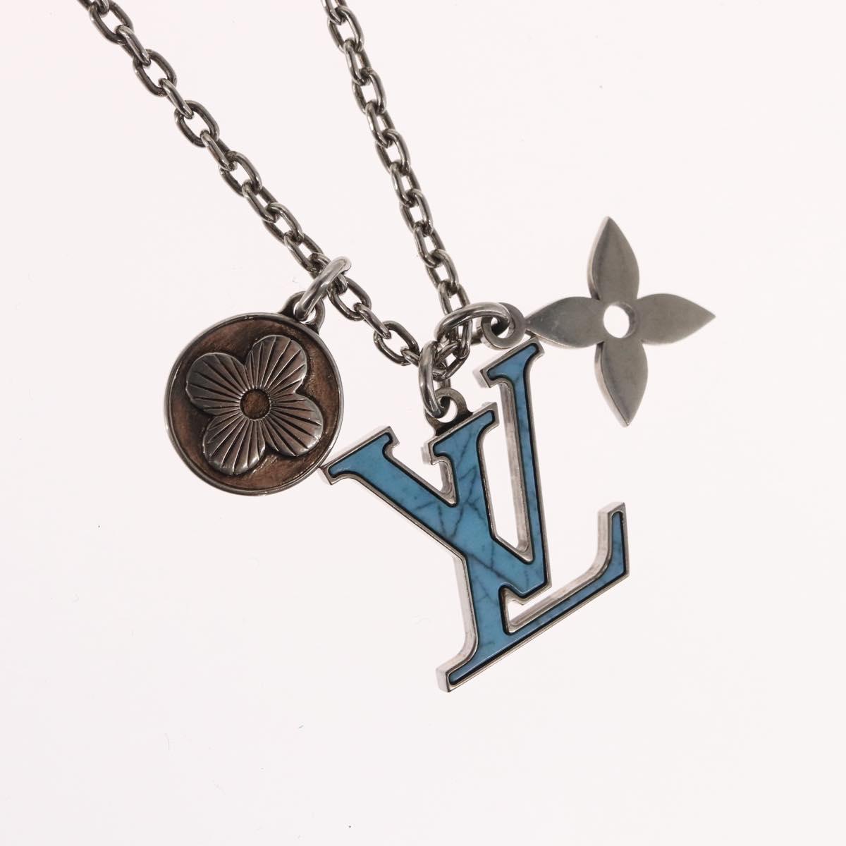 LOUIS VUITTON LV Printed Initials Turquoise Necklace M68904 LV Auth 163744SAM