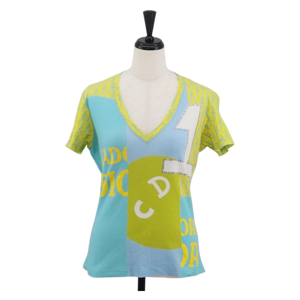 Christian Dior Short Sleeved T Shirt Cotton Yellow Auth 163750M