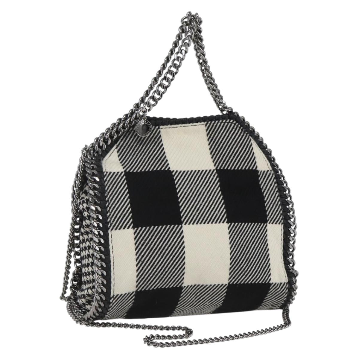 Stella MacCartney Chain Falabella Bag Canvas Black Silver 371223 Auth 163763