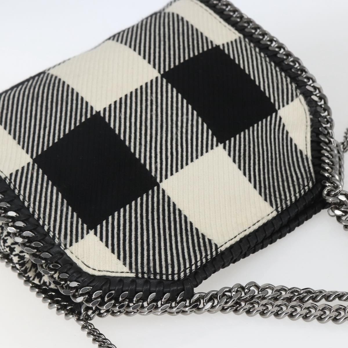 Stella MacCartney Chain Falabella Bag Canvas Black Silver 371223 Auth 163763
