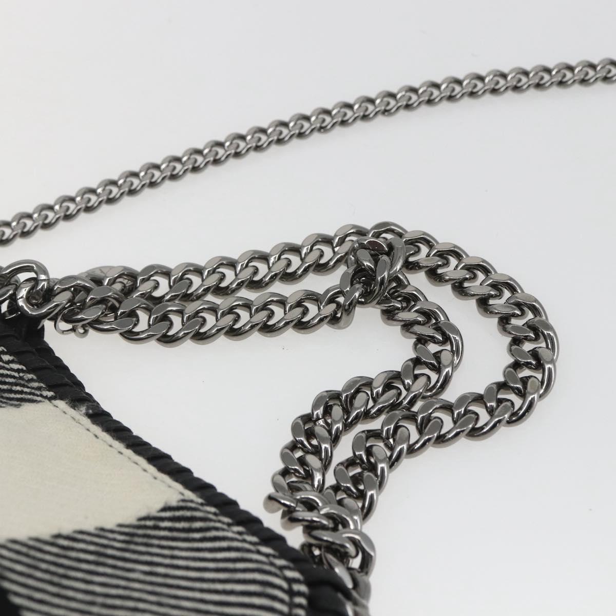 Stella MacCartney Chain Falabella Bag Canvas Black Silver 371223 Auth 163763