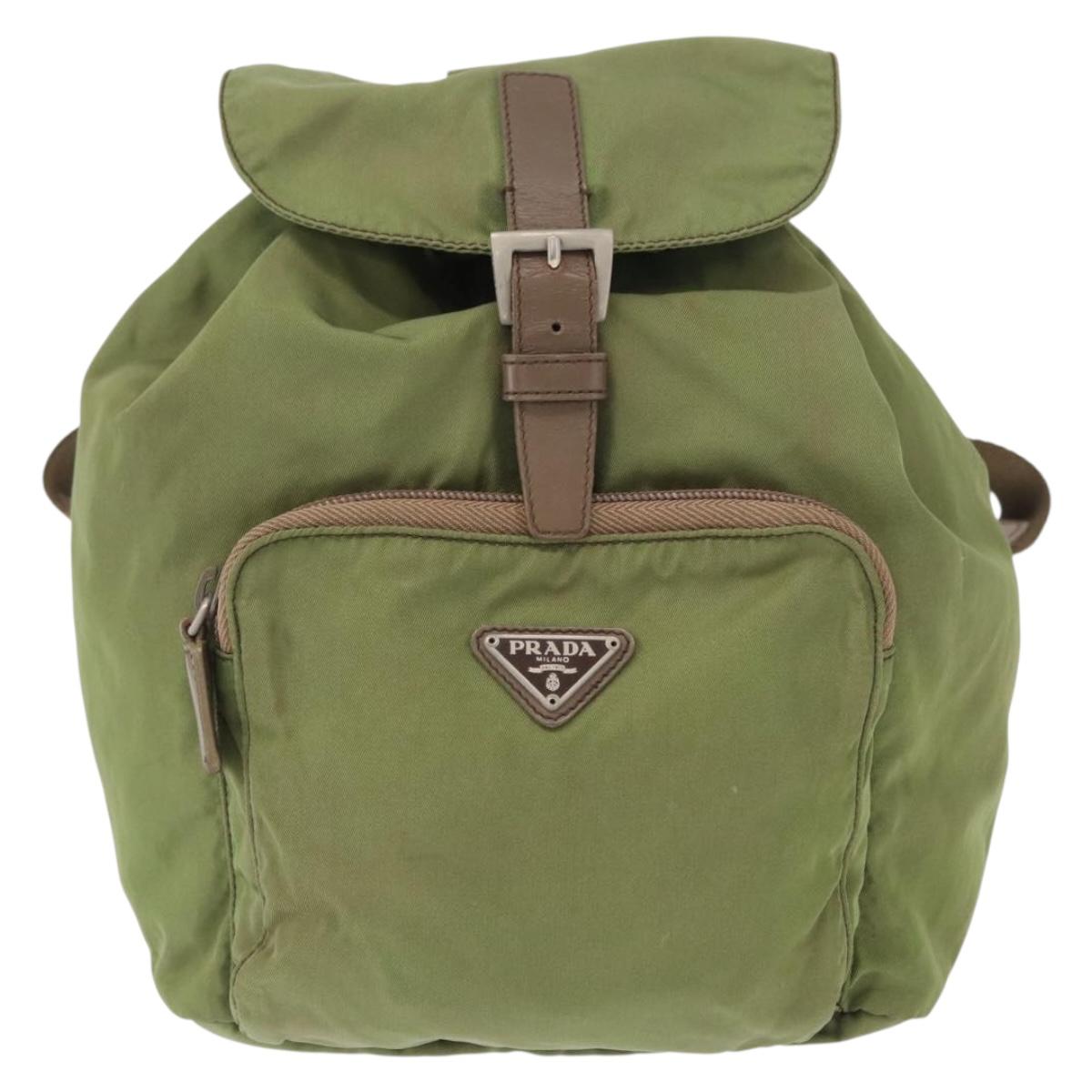 PRADA Backpack Nylon Green Silver Auth 163764