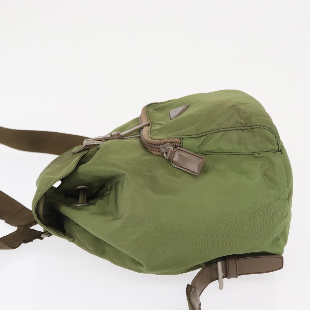 PRADA Backpack Nylon Green Silver Auth 163764