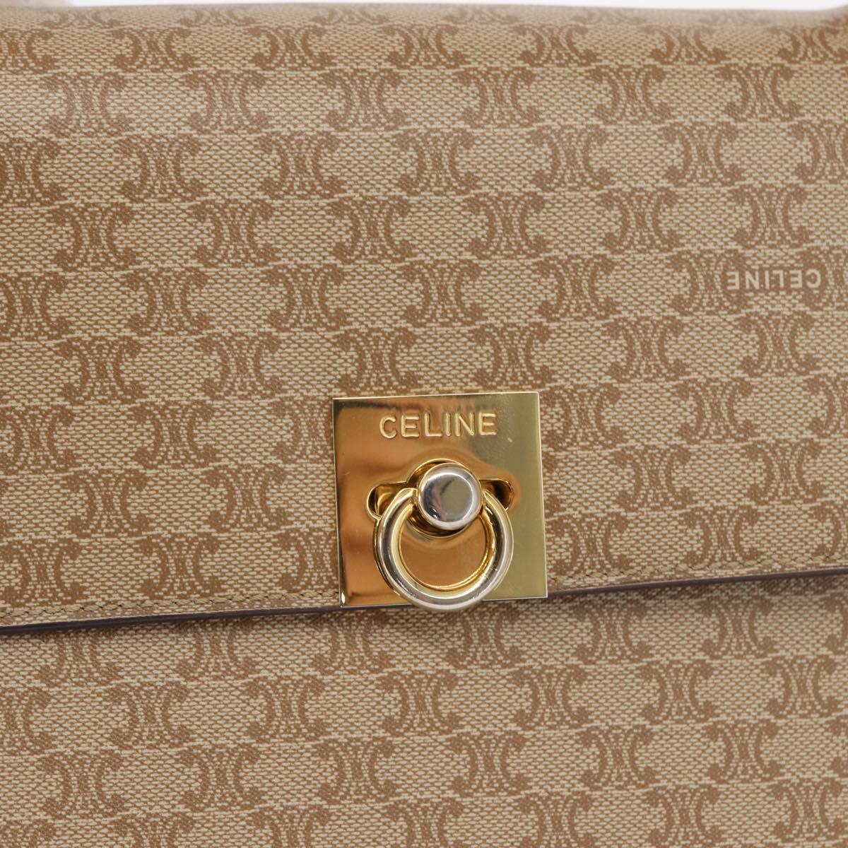 CELINE Macadam Canvas Hand Bag PVC Beige Gold Auth 163768