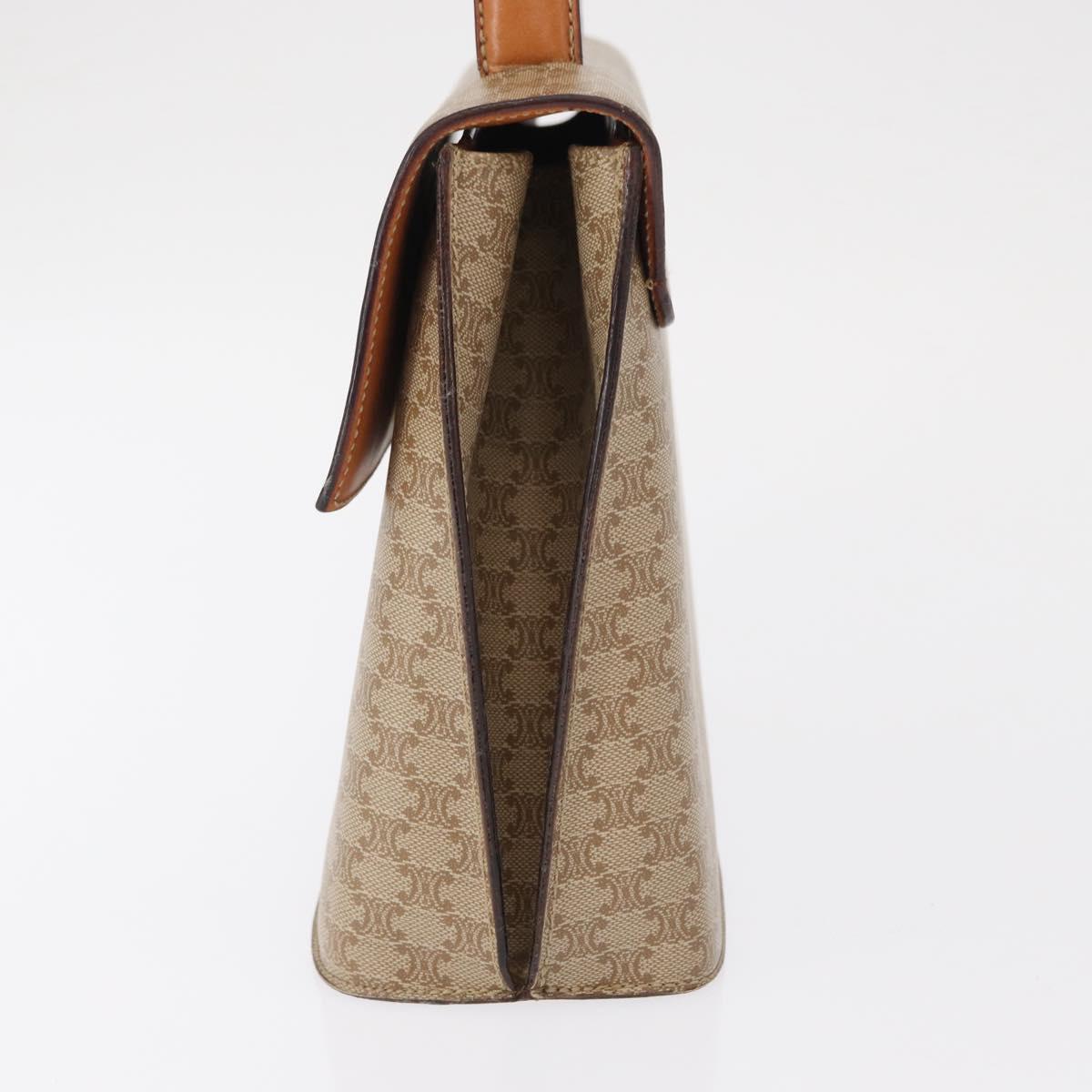 CELINE Macadam Canvas Hand Bag PVC Beige Gold Auth 163768
