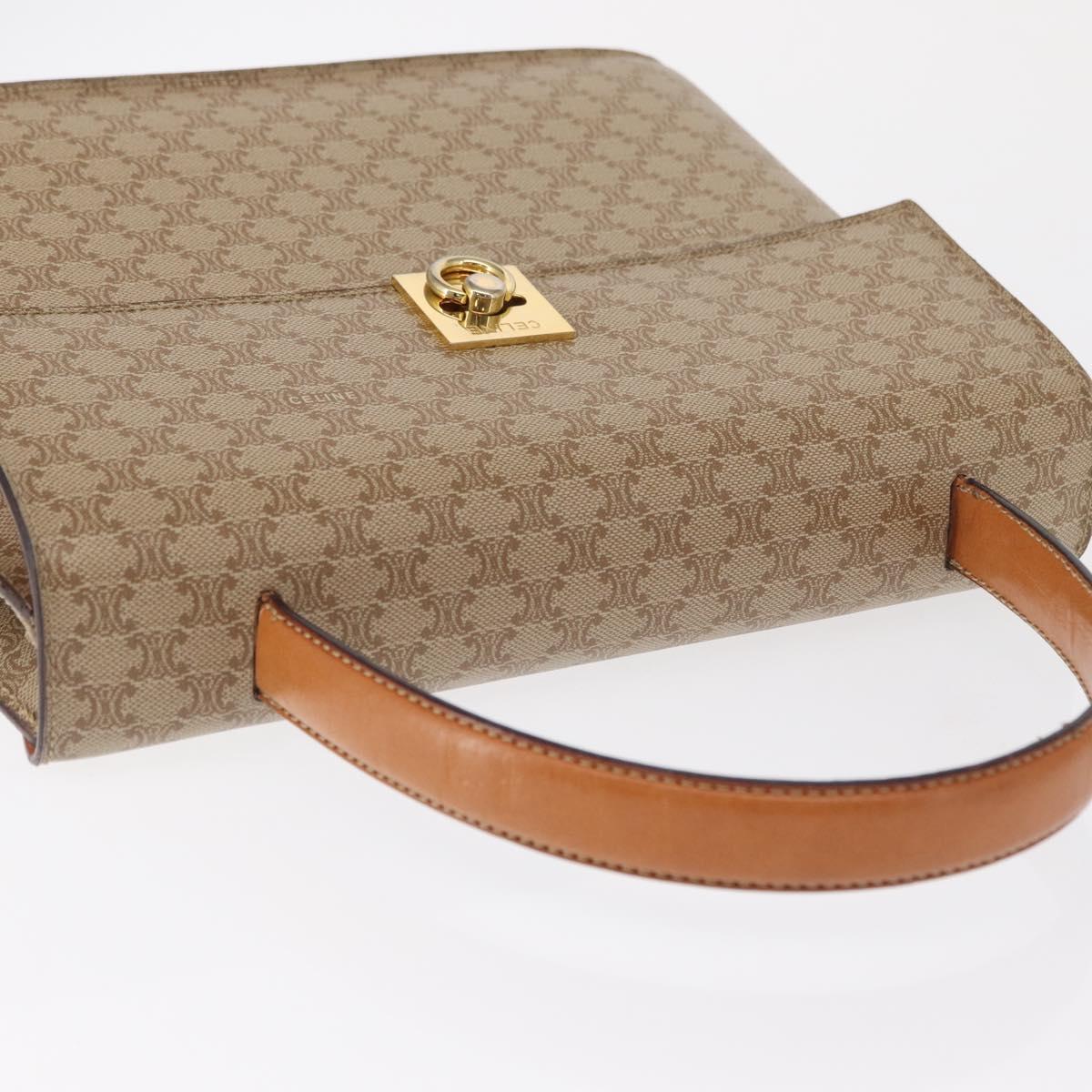 CELINE Macadam Canvas Hand Bag PVC Beige Gold Auth 163768
