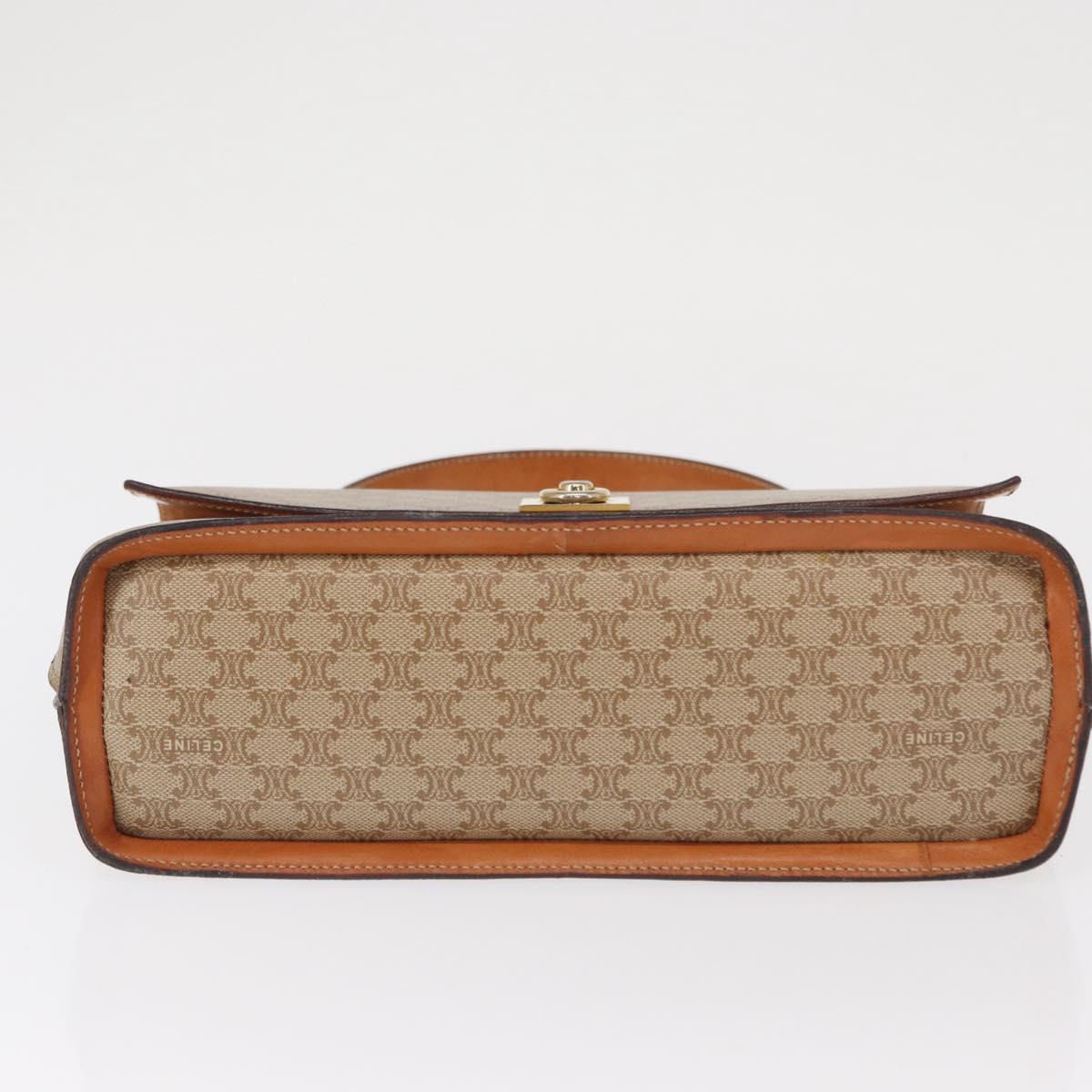 CELINE Macadam Canvas Hand Bag PVC Beige Gold Auth 163768