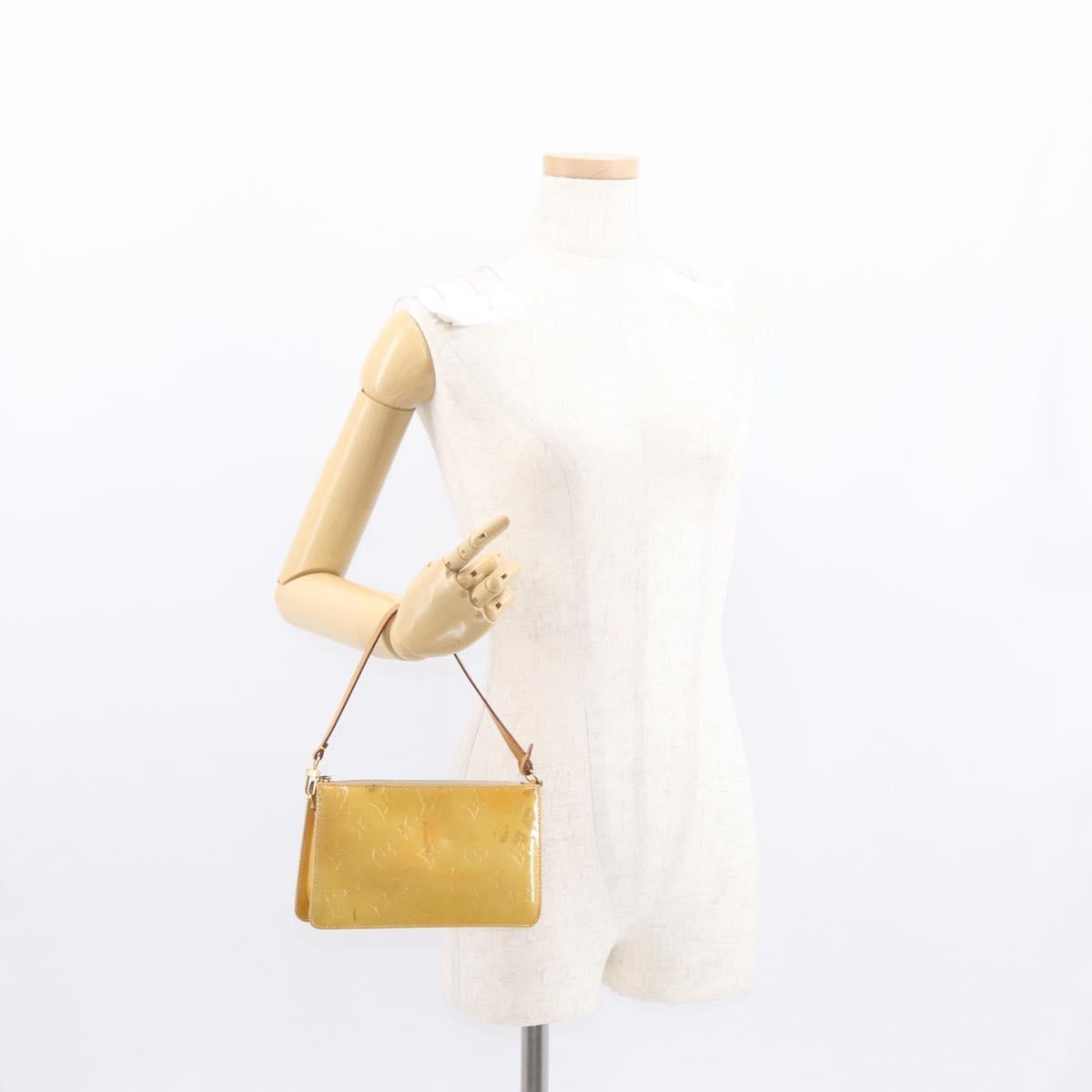 LOUIS VUITTON Monogram Vernis Lexington Pouch Beige M91010 LV Auth 163771