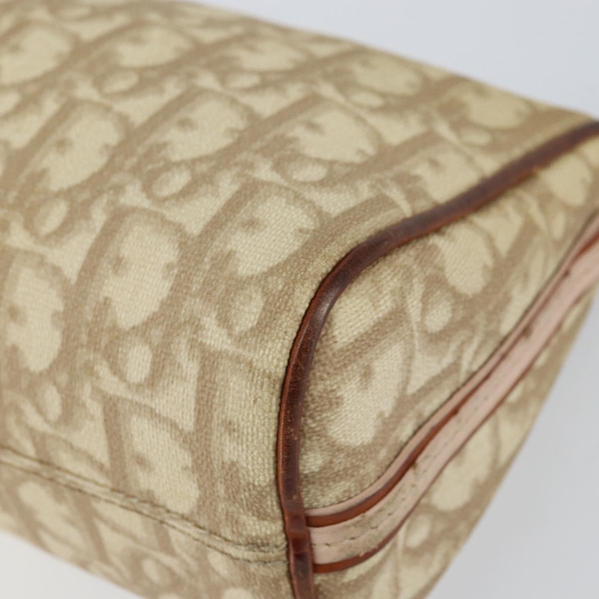 Christian Dior Trotter Canvas Romantic Shoulder Bag PVC Beige Silver Auth 163773