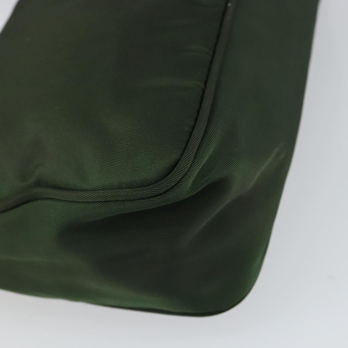 PRADA Hand Pouch Nylon Khaki Auth 163782