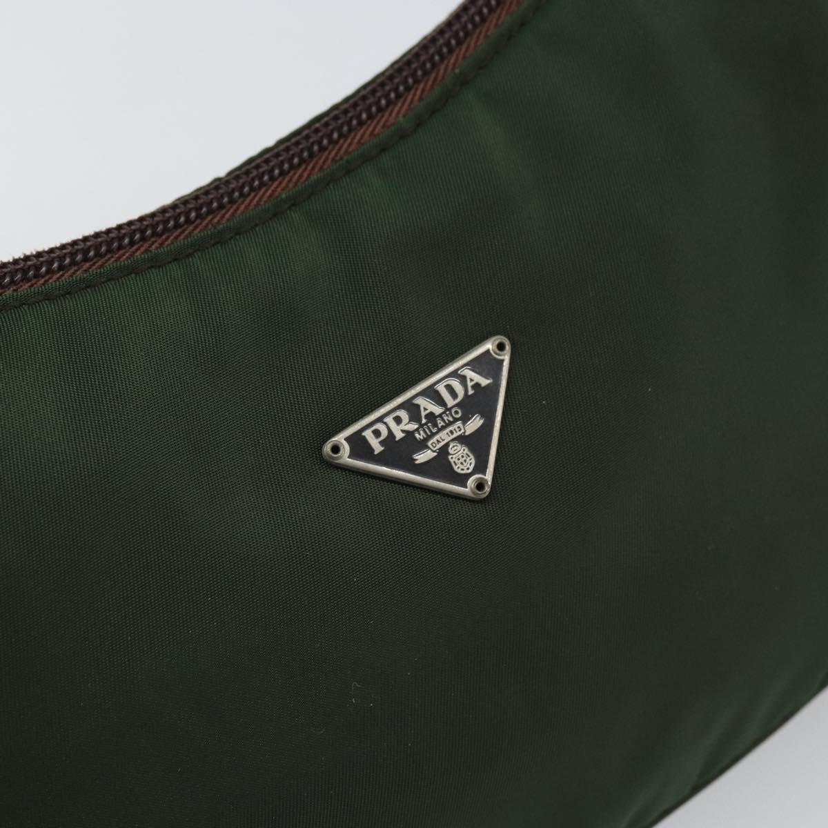 PRADA Hand Pouch Nylon Khaki Auth 163782