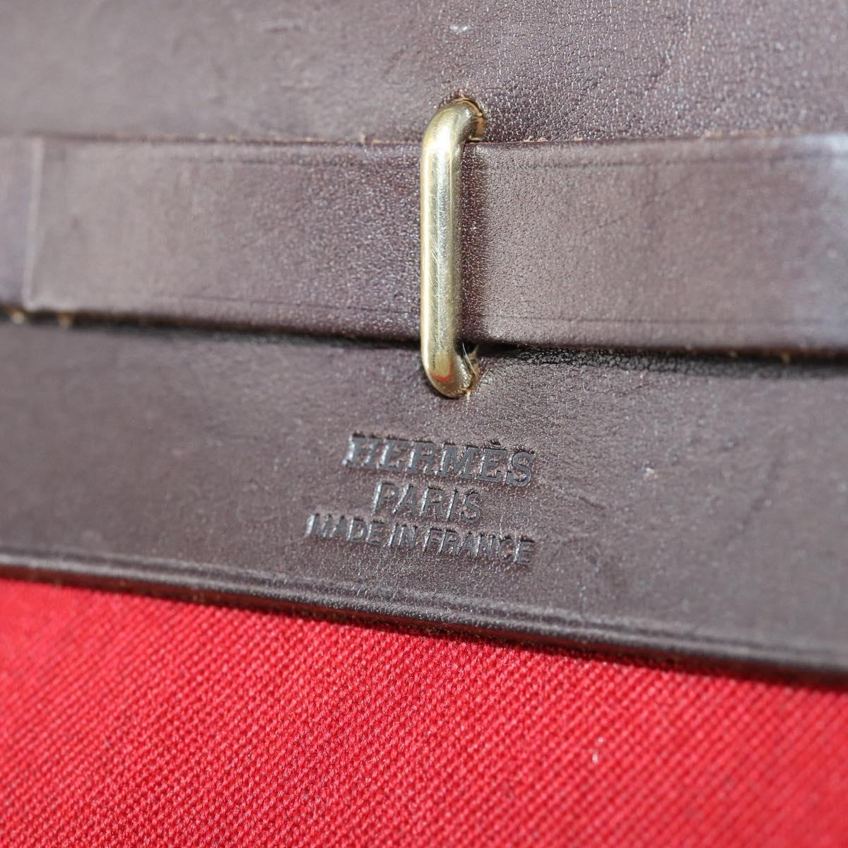 HERMES Her Bag TPM Shoulder Bag Canvas Red Auth 163783