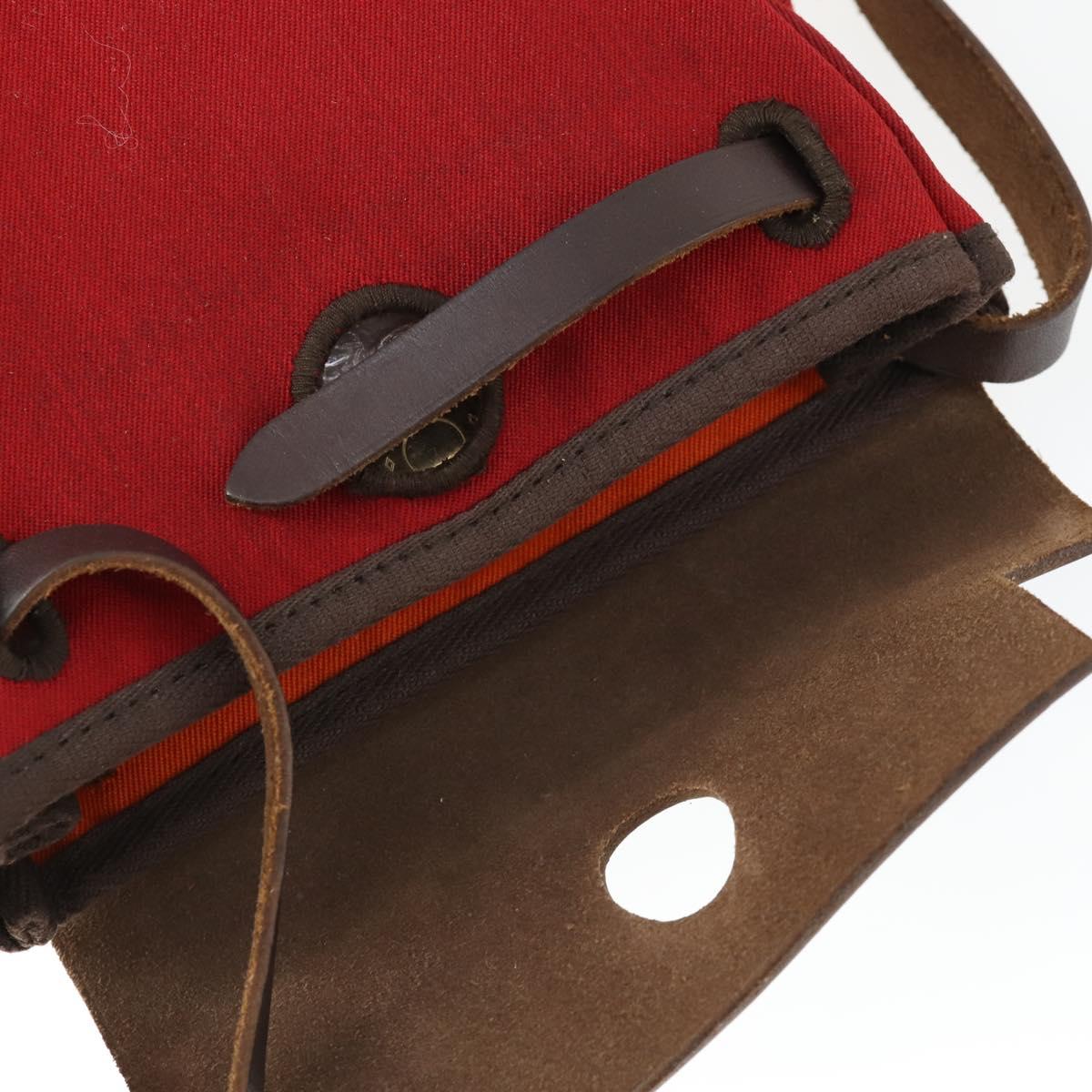 HERMES Her Bag TPM Shoulder Bag Canvas Red Auth 163783