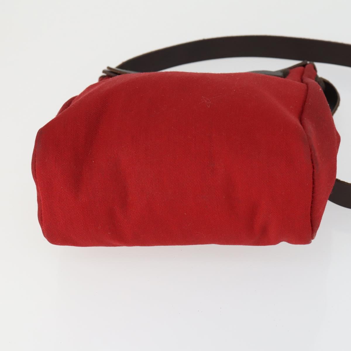 HERMES Her Bag TPM Shoulder Bag Canvas Red Auth 163783