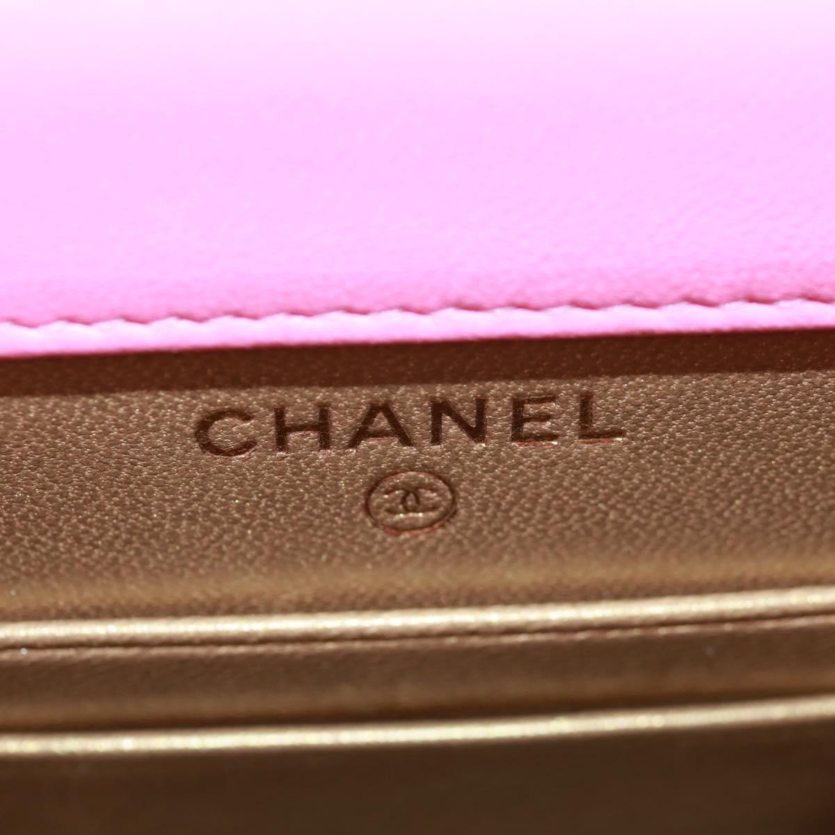 CHANEL Matelasse Chain Shoulder Bag Lamb Skin Pink Gold CC Auth 163791SAM