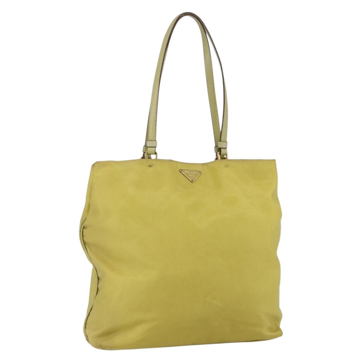 PRADA Tote Bag Nylon Yellow Gold Auth 163794