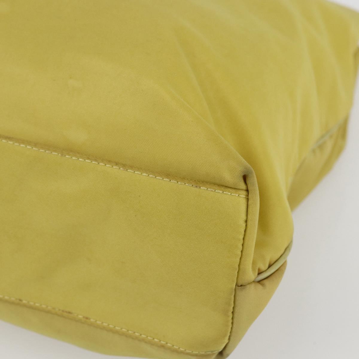 PRADA Tote Bag Nylon Yellow Gold Auth 163794