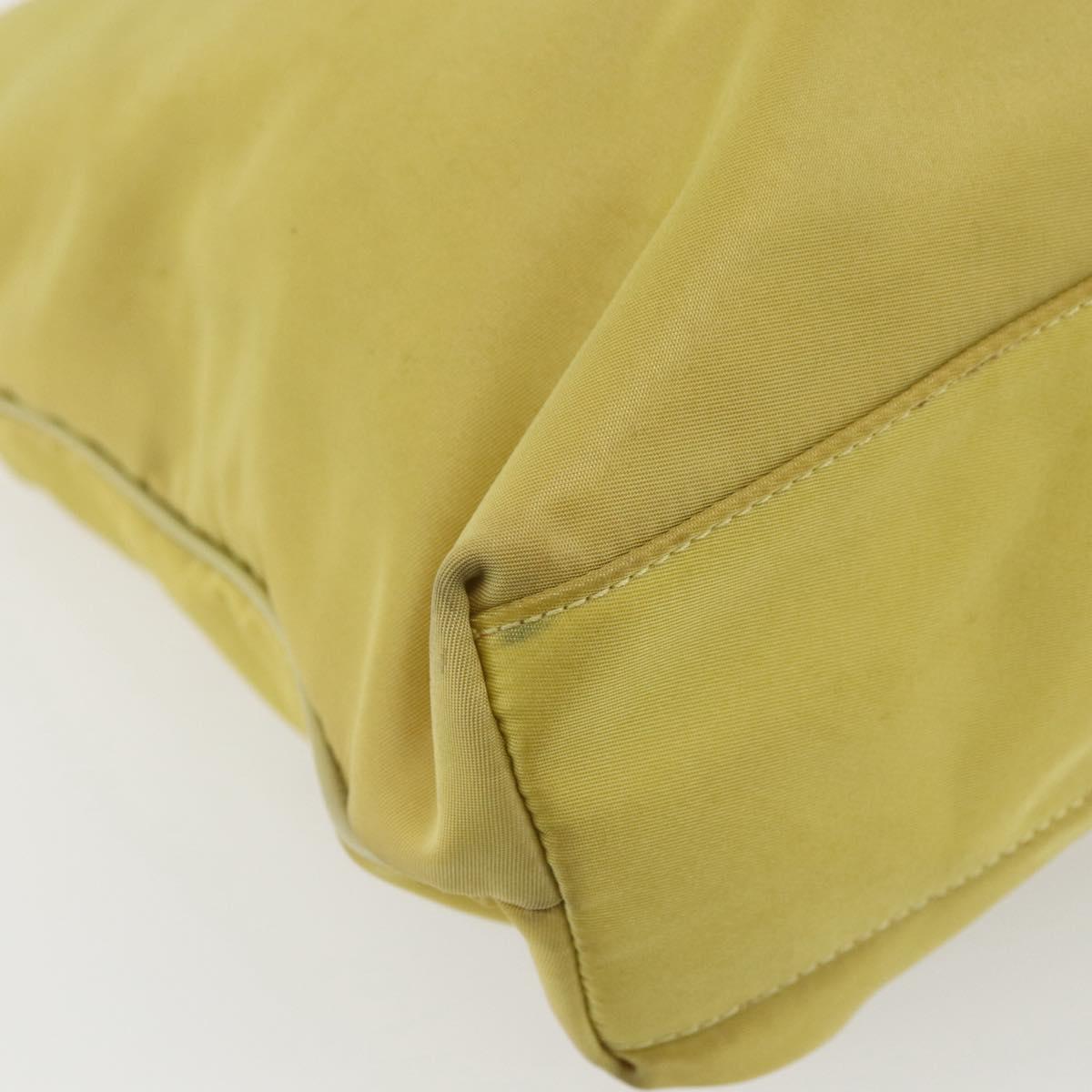 PRADA Tote Bag Nylon Yellow Gold Auth 163794
