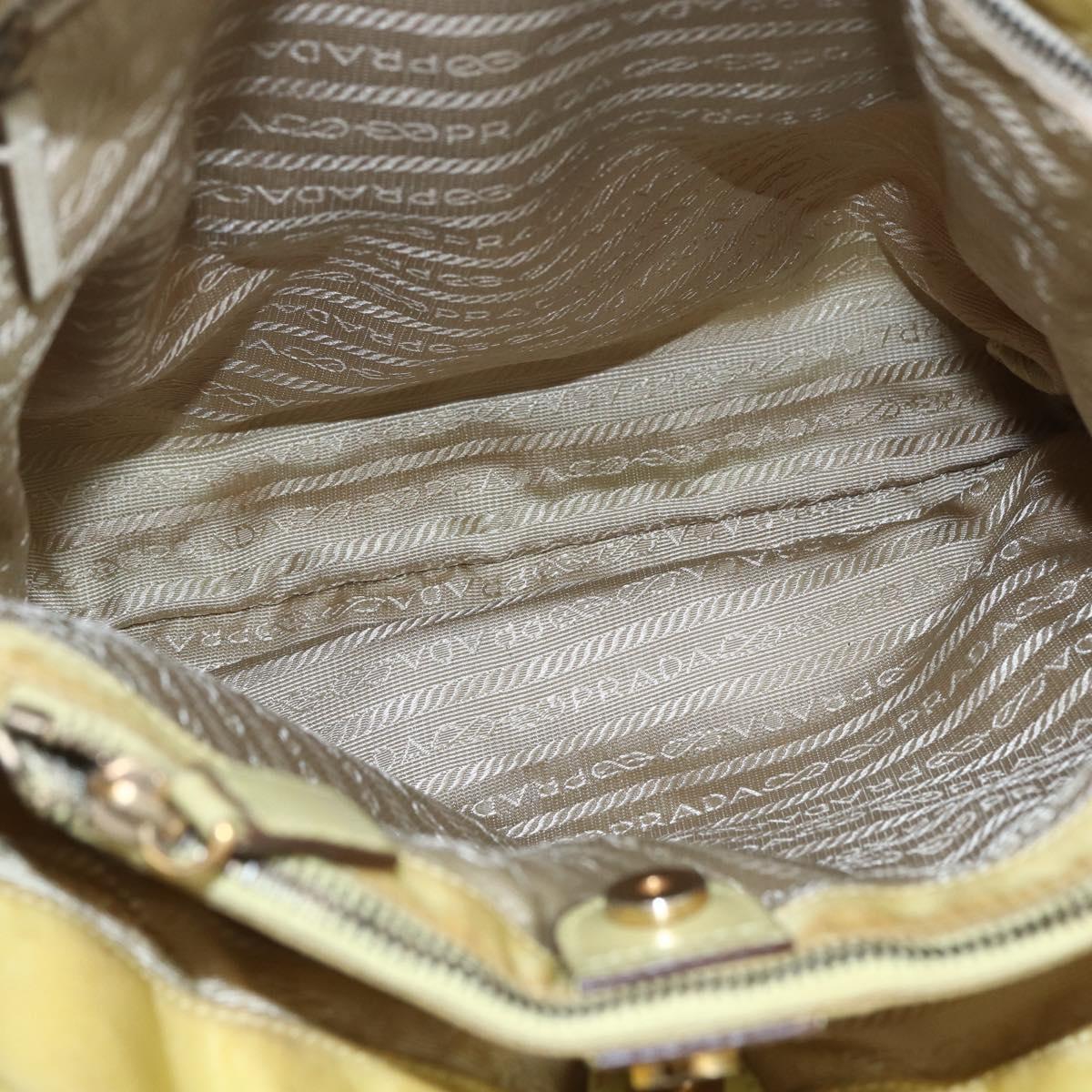 PRADA Tote Bag Nylon Yellow Gold Auth 163794