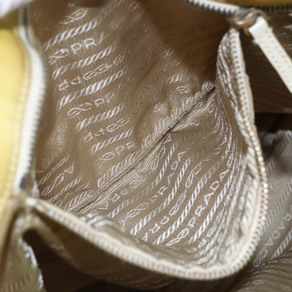 PRADA Tote Bag Nylon Yellow Gold Auth 163794