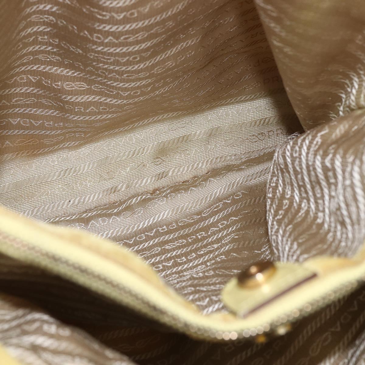 PRADA Tote Bag Nylon Yellow Gold Auth 163794