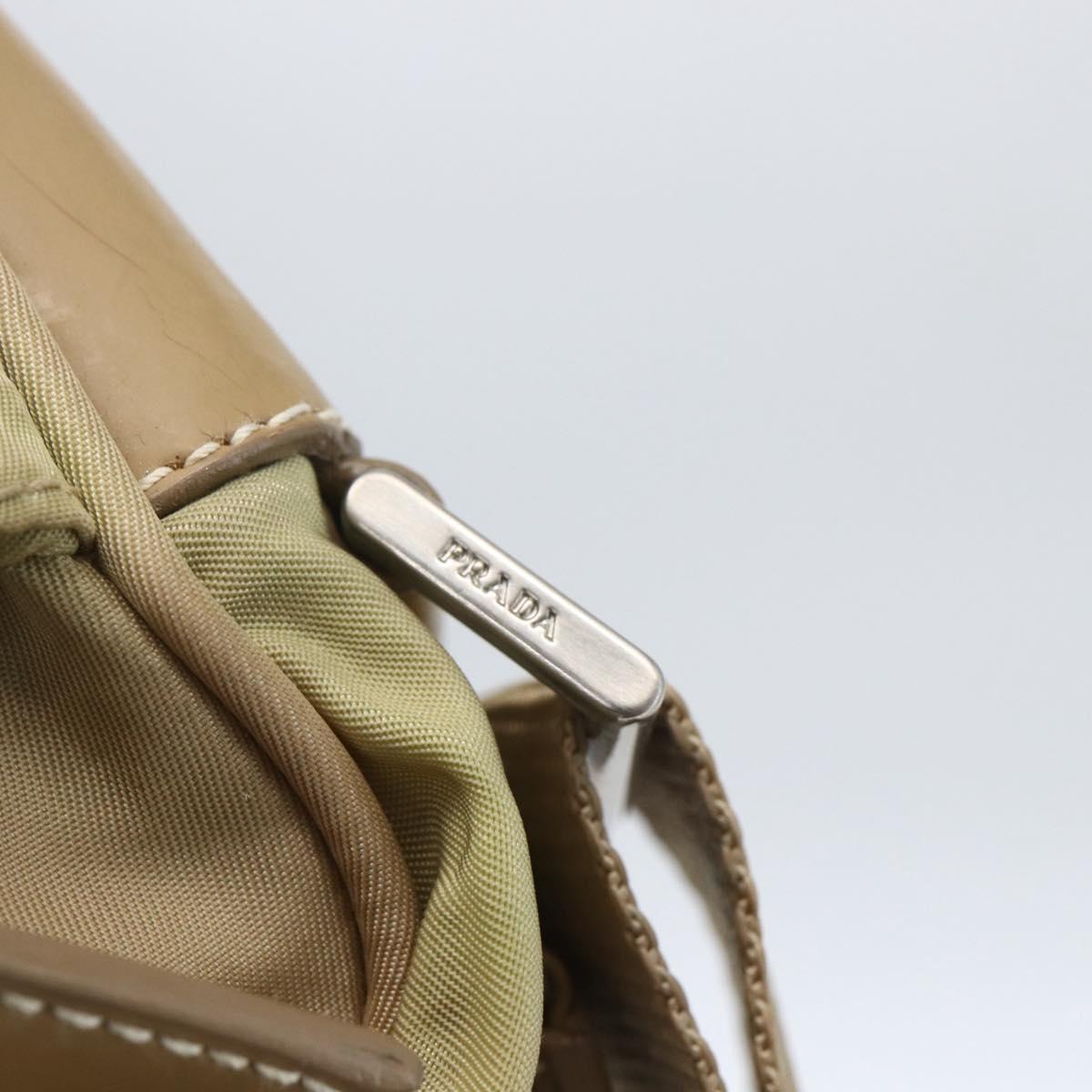 PRADA Shoulder Bag Nylon Beige Silver Auth 163803