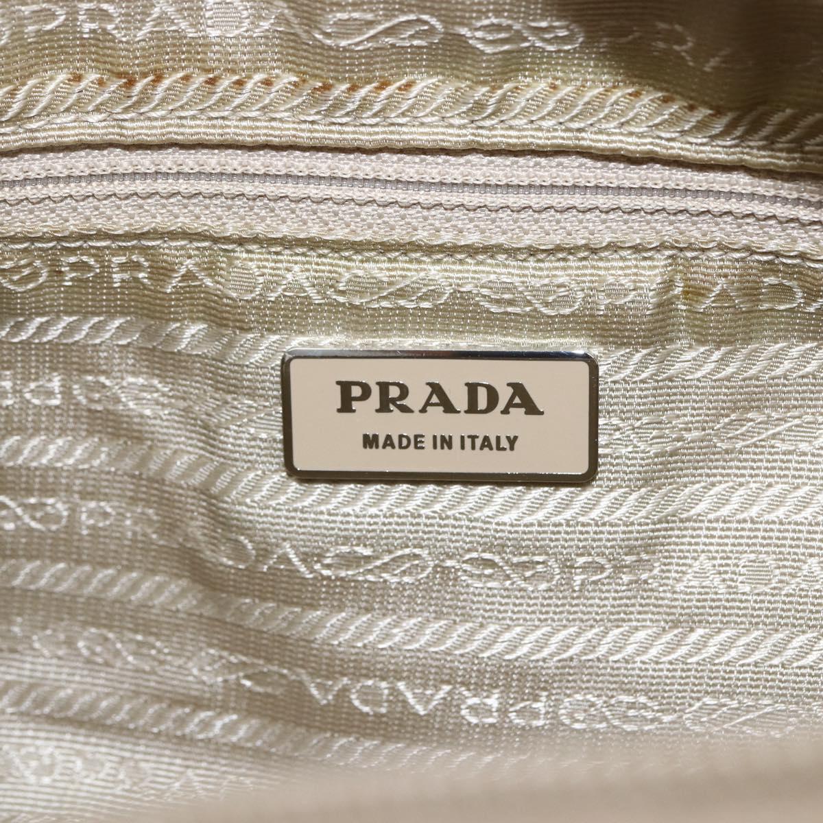 PRADA Shoulder Bag Nylon Beige Silver Auth 163803