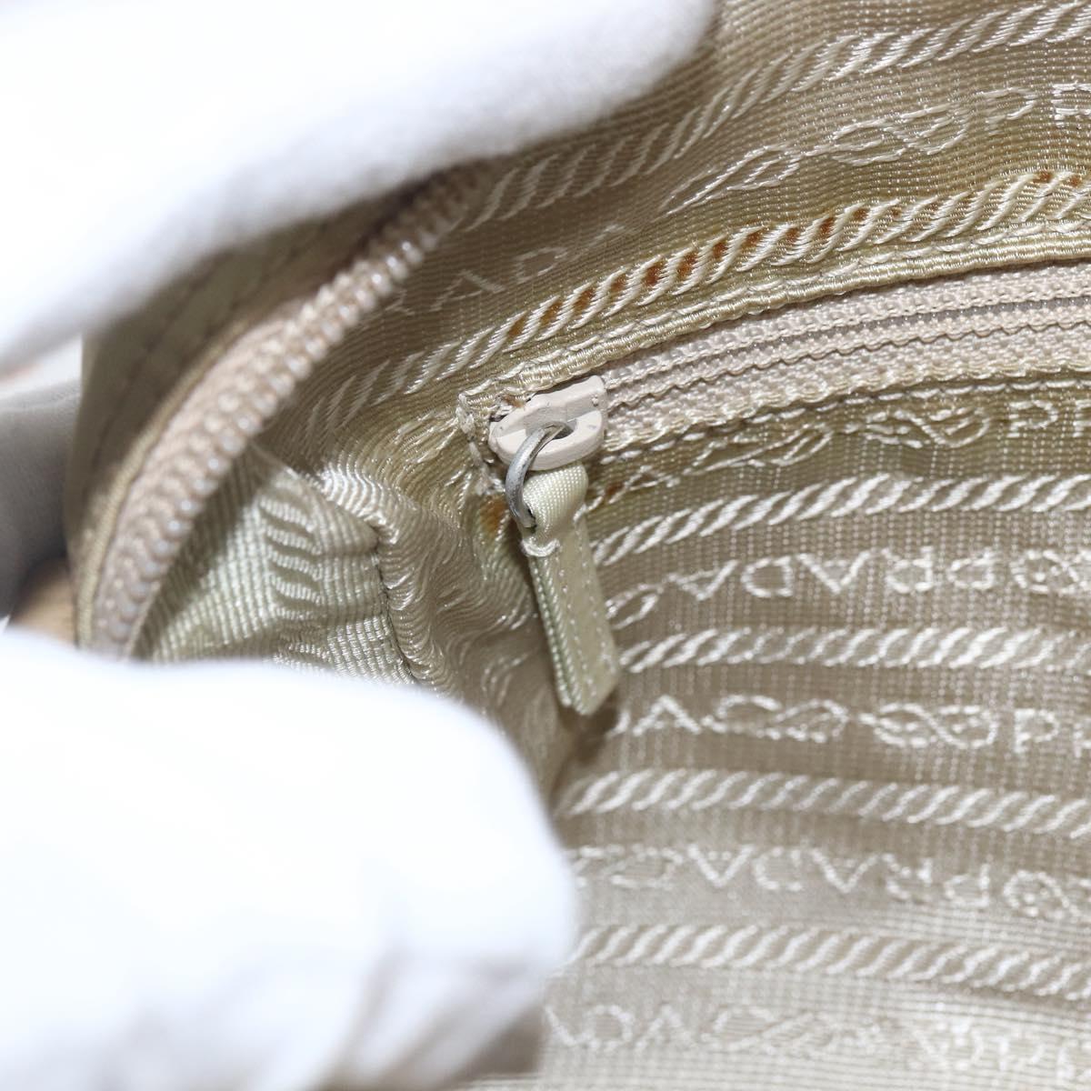 PRADA Shoulder Bag Nylon Beige Silver Auth 163803