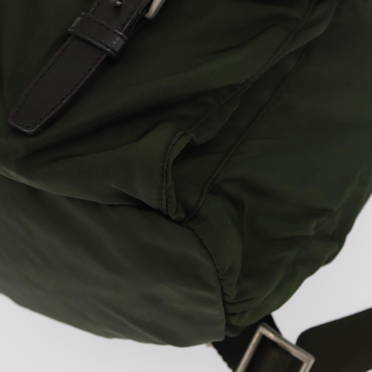 PRADA Backpack Nylon Green Silver Auth 163822
