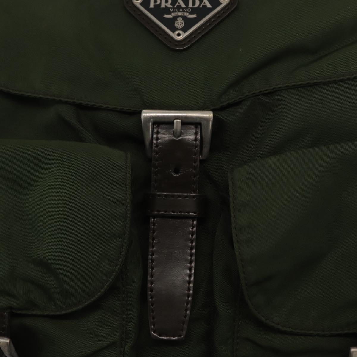 PRADA Backpack Nylon Green Silver Auth 163822