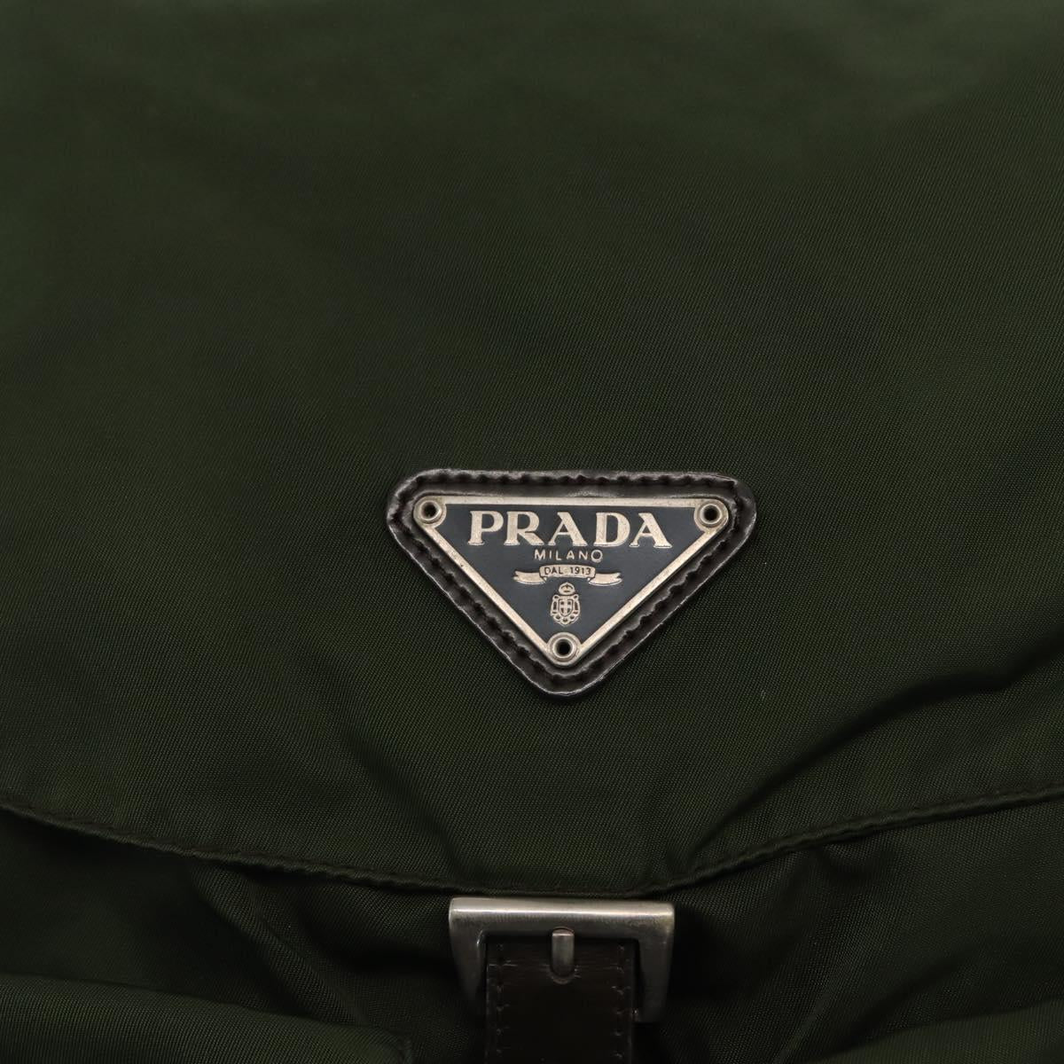 PRADA Backpack Nylon Green Silver Auth 163822