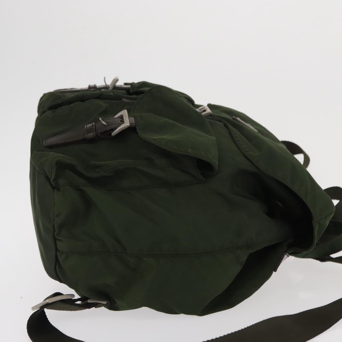 PRADA Backpack Nylon Green Silver Auth 163822