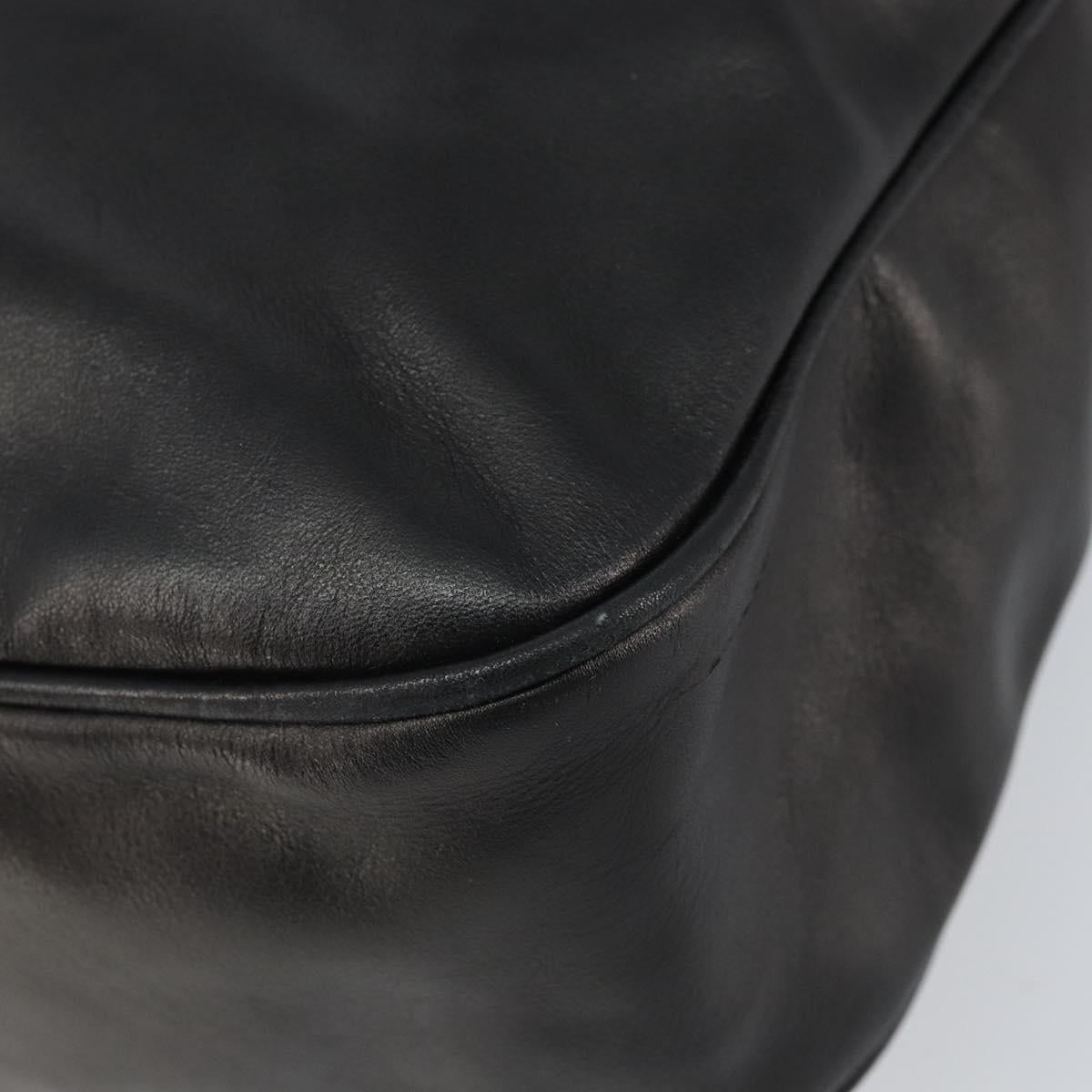 CELINE Circle Shoulder Bag Leather Black Gold Auth 163823